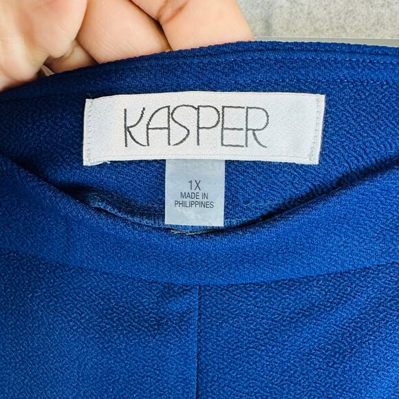 New Kasper Woman Sz 1X Plus Dress Pants Pull On Comfort Waist Blue Crepe  NWT - Picture 5 of 9